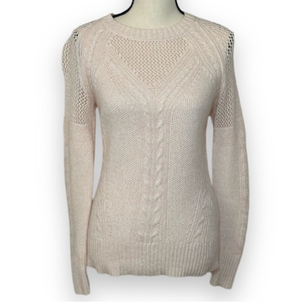 Banana Republic Pink Cotton/Wool/Mohair Cable Knit Sweater-XS